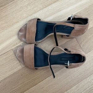 Alexander Wang- nude strappy heels- low block heel